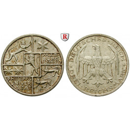 Weimarer Republik, 3 Reichsmark 1927, Uni Marburg, A, vz+/vz, J. 330