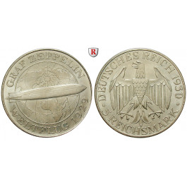Weimarer Republik, 5 Reichsmark 1930, Zeppelin, A, f.st, J. 343