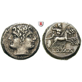 Römische Republik, Romano-kampanische Prägungen, Didrachme (Quadrigatus) 225-212 v.Chr., ss-vz