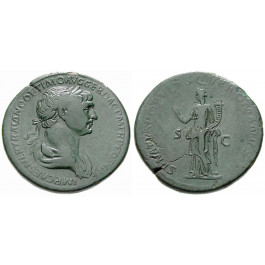 Römische Kaiserzeit, Traianus, Sesterz 114-117, ss