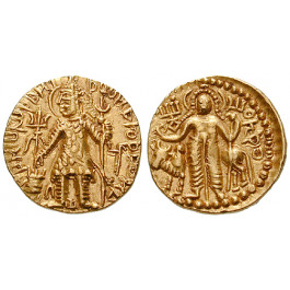 Baktrien und Indien, Kuschan, Kanishka II., Stater, f.vz