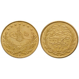 Osmanisches Reich, Mohammed V., 100 Piaster 1911/12, 16,54 g fein, vz