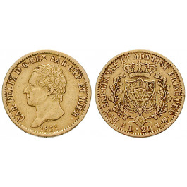 Italien, Königreich Sardinien, Carlo Felice, 20 Lire 1831, 5,81 g fein, ss
