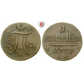 Russland, Paul I., Kopeke 1797, ss+