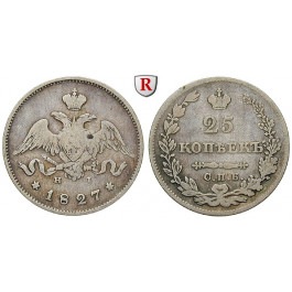Russland, Nikolaus I., 25 Kopeken 1827, ss