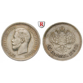 Russland, Nikolaus II., 25 Kopeken 1896, ss+