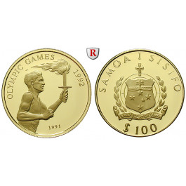 Westsamoa, 100 Tala 1991, 6,75 g fein, PP