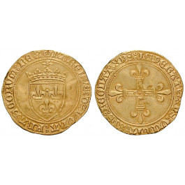 Frankreich, Charles VIII., Ecu d´or au soleil o.J. (1483), ss-vz