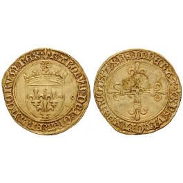 Frankreich, Charles VIII., Ecu d´or au soleil o.J. (1483), ss-vz