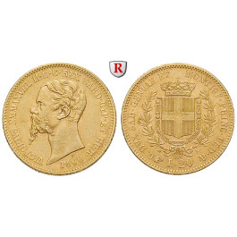 Italien, Königreich Sardinien, Vittorio Emanuele II., 20 Lire 1860, 5,81 g fein, ss-vz