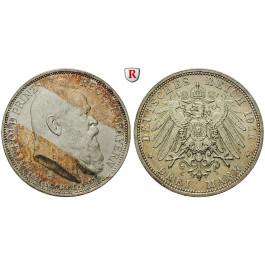 Deutsches Kaiserreich, Bayern, Luitpold, Prinzregent, 3 Mark 1911, 90. Geburtstag, D, f.st, J. 49