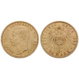 Deutsches Kaiserreich, Hessen, Ernst Ludwig, 20 Mark 1896, seltenes Jahr, A, ss, J. 225