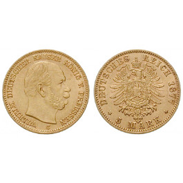 Deutsches Kaiserreich, Preussen, Wilhelm I., 5 Mark 1877, C, f.vz, J. 244