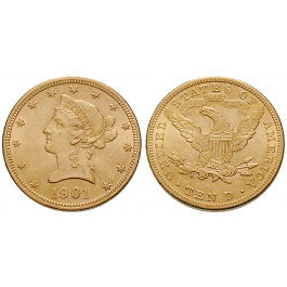 USA, 10 Dollars 1901, 15,05 g fein, f.st