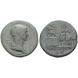 Römische Kaiserzeit, Traianus, Sesterz 114-117, ss+