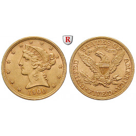 USA, 5 Dollars 1900, 7,52 g fein, f.vz