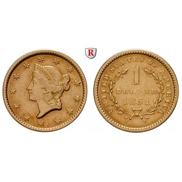 USA, Dollar 1851, 1,5 g fein, ss-vz