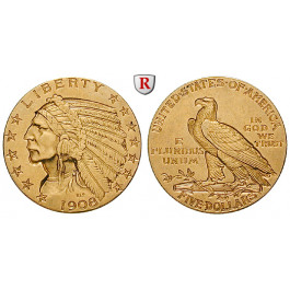 USA, 5 Dollars 1908, 7,52 g fein, f.vz