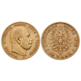 Deutsches Kaiserreich, Preussen, Wilhelm I., 10 Mark 1879, C, ss, J. 245