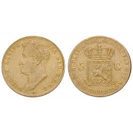 Niederlande, Königreich, Willem I., 5 Gulden 1826, 3,03 g fein, ss
