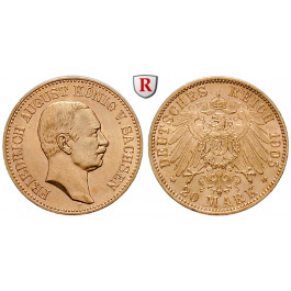Deutsches Kaiserreich, Sachsen, Friedrich August III., 20 Mark 1905, E, f.st, J. 268