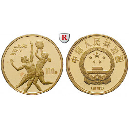 China, Volksrepublik, 100 Yuan 1990, 10,39 g fein, PP