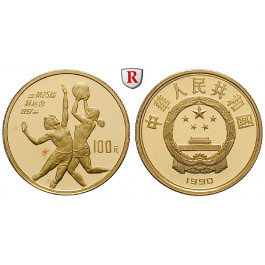 China, Volksrepublik, 100 Yuan 1990, 10,39 g fein, PP
