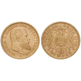 Deutsches Kaiserreich, Württemberg, Wilhelm II., 20 Mark 1900, F, st, J. 296