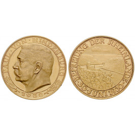 Personenmedaillen, Hindenburg, Paul von - Deutscher Generalfeldmarschall, Goldmedaille 1930, 20,61 g fein, f.st