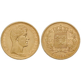 Frankreich, Charles X., 40 Francs 1828, 11,61 g fein, ss