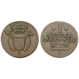 Schaumburg, Schaumburg-Hessen, Wilhelm IX. v. Hessen-Kassel, Guter Pfennig 1789, f.ss