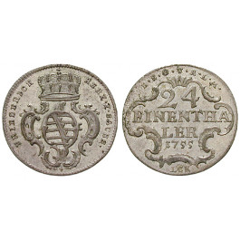 Sachsen, Sachsen-Gotha-Altenburg, Friedrich III., 1/24 Taler 1755, f.st