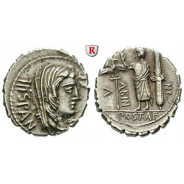 Römische Republik, A. Postumius, Denar, serratus 81 v.Chr., vz