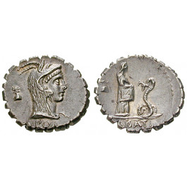 Römische Republik, L. Roscius Fabatus, Denar, serratus 64 v.Chr., f.st