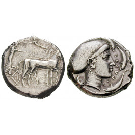 Sizilien, Syrakus, Zweite Demokratie, Tetradrachme um 440 v.Chr., ss