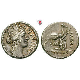 Römische Republik, A. Plautius, Denar 55 v. Chr., vz