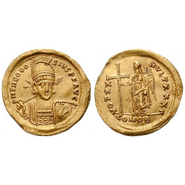Römische Kaiserzeit, Theodosius II., Solidus 420-422, ss