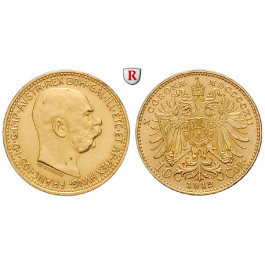 Österreich, Kaiserreich, Franz Joseph I., 10 Kronen 1912, 3,05 g fein, vz