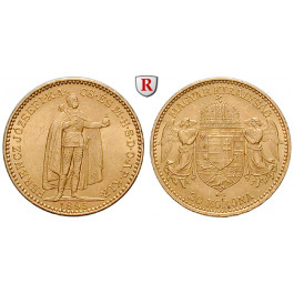 Ungarn, Franz Joseph I., 20 Korona 1892, 1895, 6,09 g fein, vz