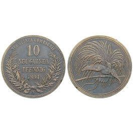 Nebengebiete, Deutsch-Neuguinea, 10 Neu-Guinea Pfennig 1894, Paradiesvogel, A, ss+, J. 703