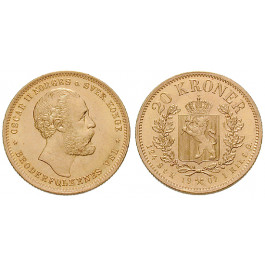 Norwegen, Oskar II., 20 Kroner 1902, 8,06 g fein, f.st