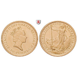 Grossbritannien, Elizabeth II., 10 Pounds seit 1987, 3,11 g fein, st