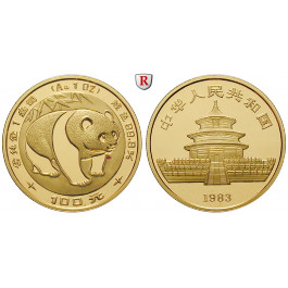 China, Volksrepublik, 100 Yuan 1982-2000, 31,1 g fein, st