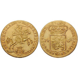 Niederlande, Holland, 14 Gulden (Goldener Reiter) 1760, vz+