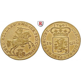 Niederlande, Holland, 14 Gulden (Goldener Reiter) 1761, f.st