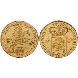 Niederlande, Westfriesland, 14 Gulden (Goldener Reiter) 1750, f.st