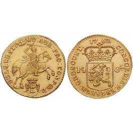 Niederlande, Westfriesland, 14 Gulden (Goldener Reiter) 1762, f.st/st
