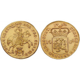 Niederlande, Westfriesland, 14 Gulden (Goldener Reiter) 1762, f.st/st