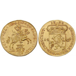 Niederlande, Zeeland, 14 Gulden (Goldener Reiter) 1763, st