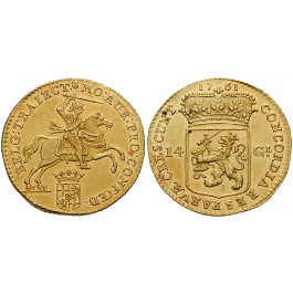 Niederlande, Utrecht, 14 Gulden (Goldener Reiter) 1761, st